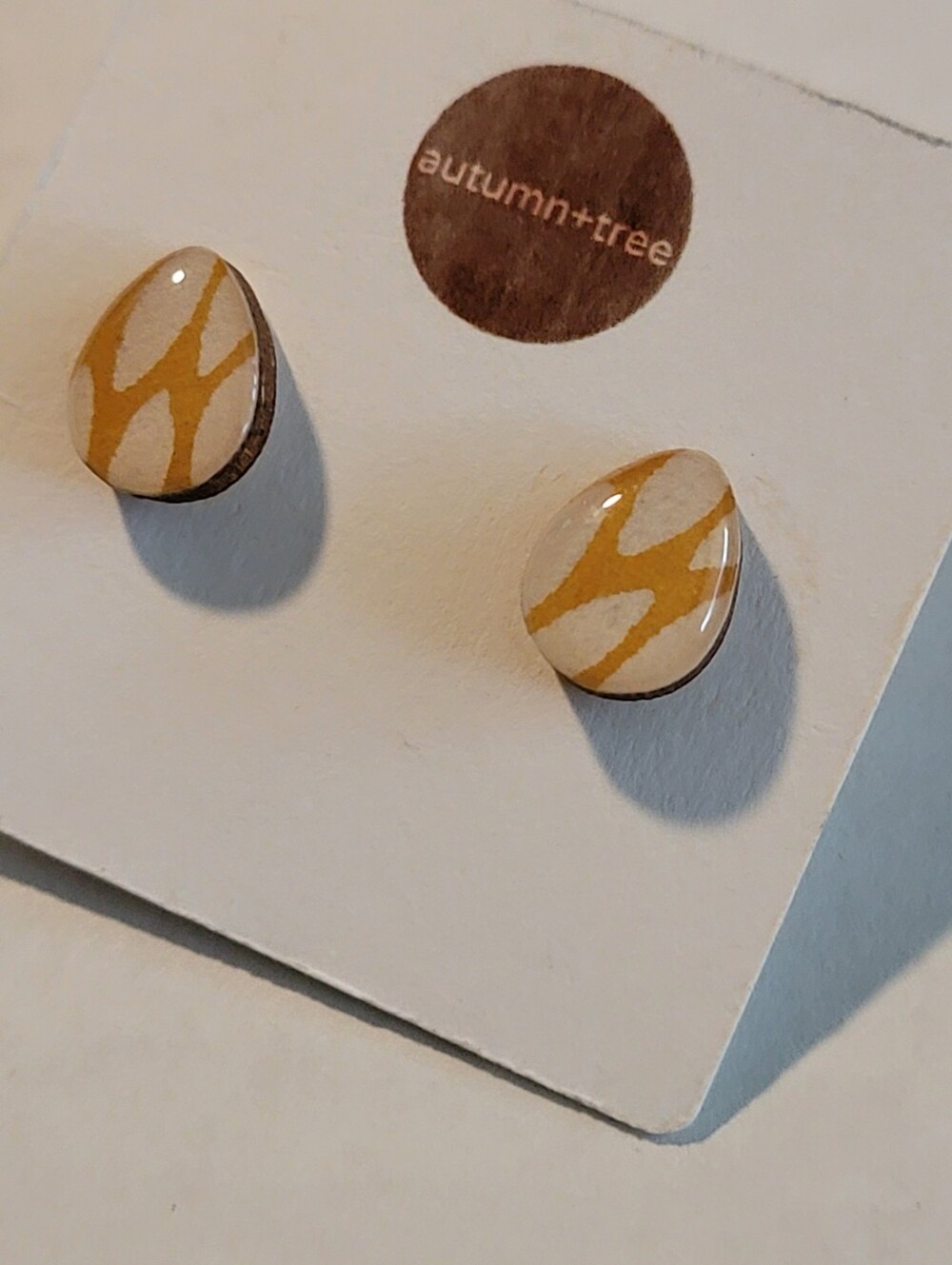 Autumn Plus Tree Handmade Wooden And Paper Post Earrings